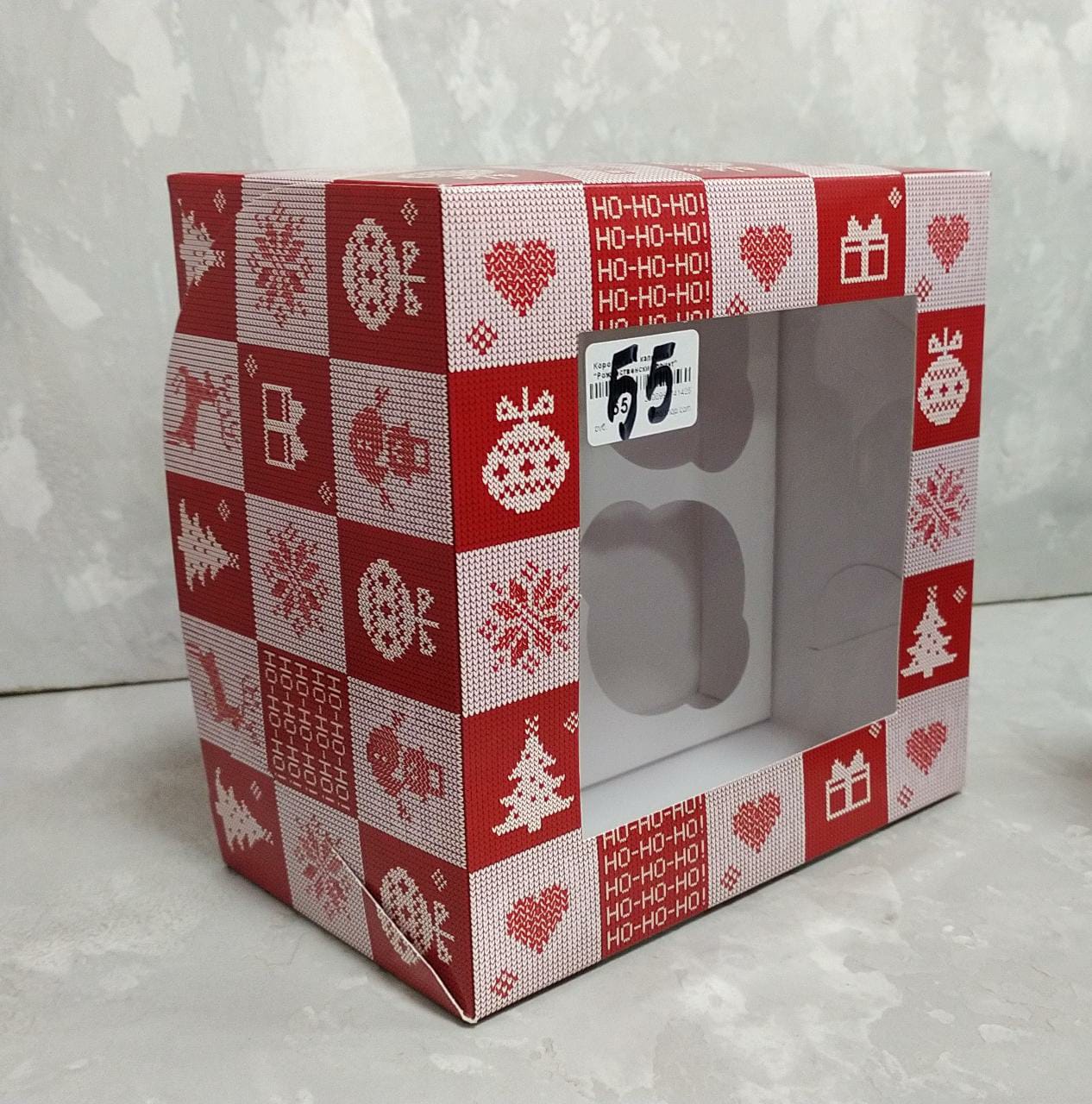 картинка УЦЕНКА Коробка на 4 капкейка "Рождественский принт"  от магазина KondiShop