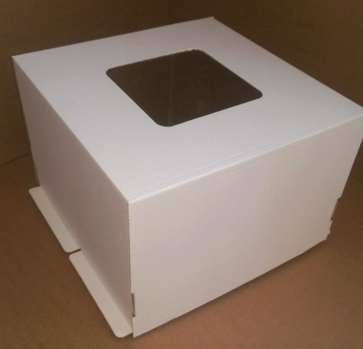 картинка Коробка 42/42/30(29) с окном плотный картон для торта от магазина KondiShop