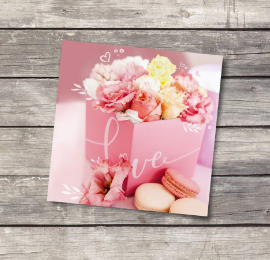 картинка Мини‒открытка "Поздравляем!" цветы,любовь 7/7 см от магазина KondiShop